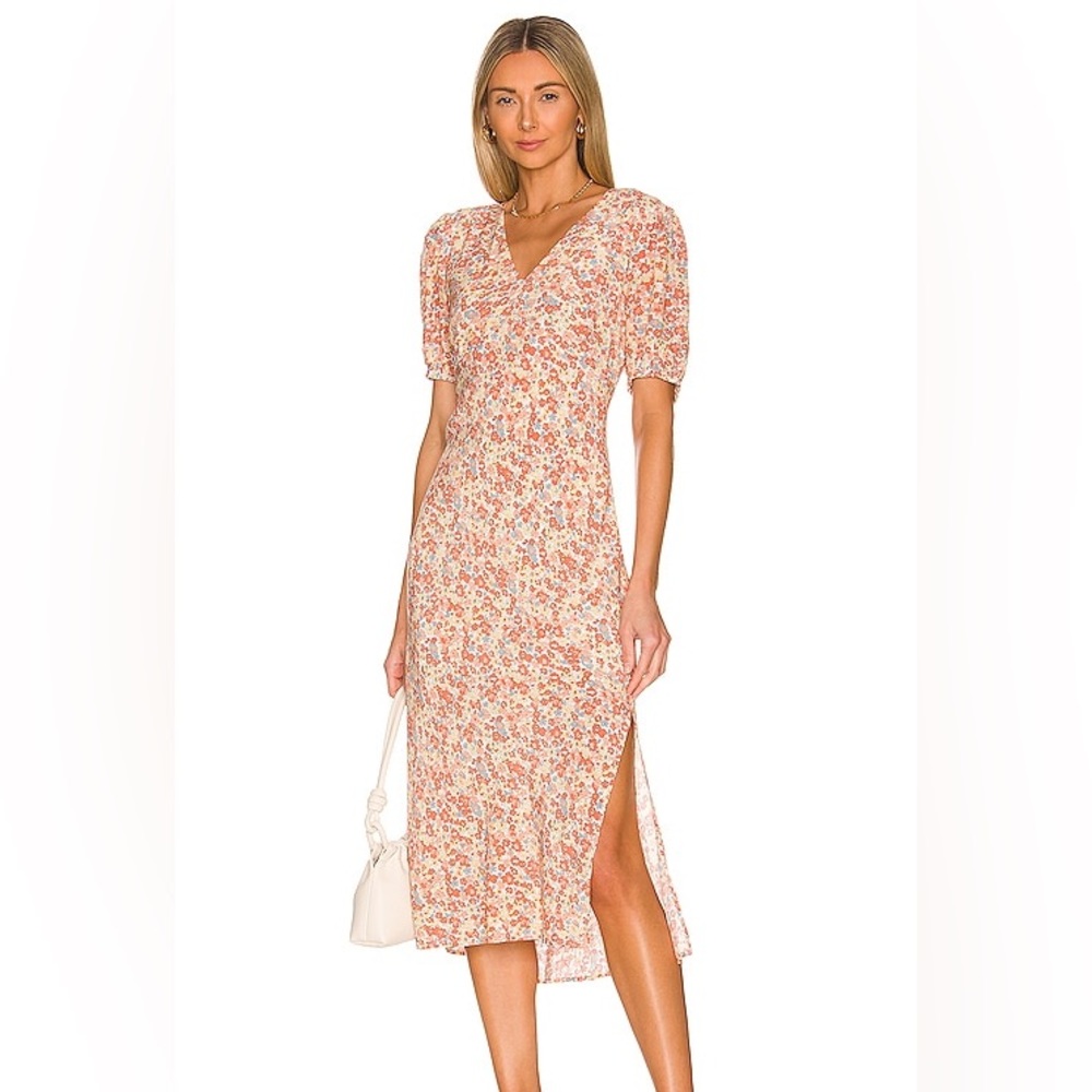 RAILS WOMEN'S SHELLEY ORANGE YELLOW PINK MULTI WILDFLOWER MIDI DRESS SIZE SMALL